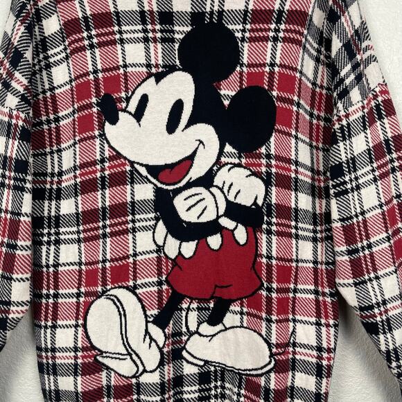 Disney Mickey Mouse Spirit Jersey Sweater Multicolor Size XS Plaid Relaxed - Picture 3 of 9